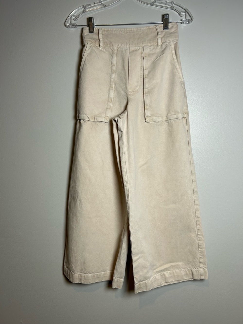YFB cream wide leg pants XS high waisted utility pockets